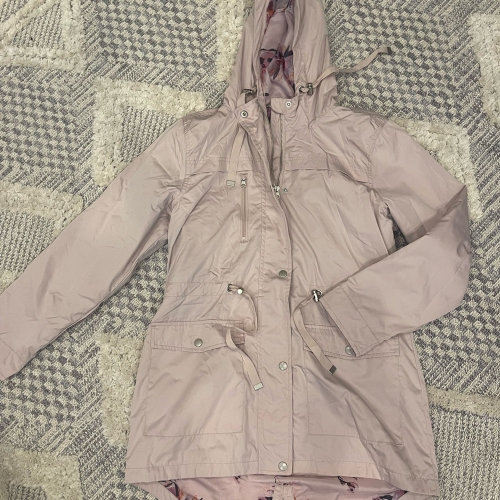 Time & Tru Lilac Lavender Light Purple Lightweight Parka Long Rain Coat Jacket S